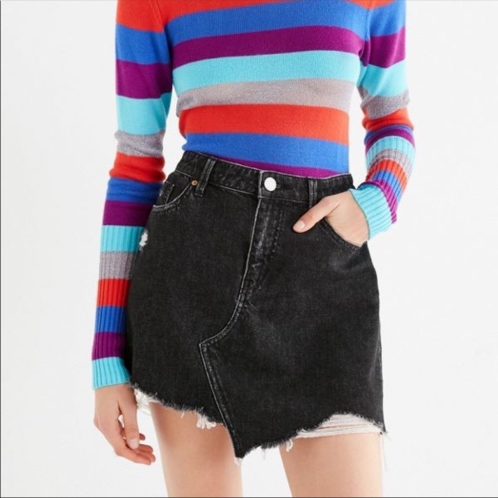 BDG Urban Outfitters black distressed jean skirt - Picture 2 of 9